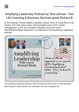 Amplifying Leadership guest teacher Richard Blank Costa Ricas Call Center