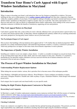 Transform Your Home's Curb Appeal with Expert Window Installation in Maryland
