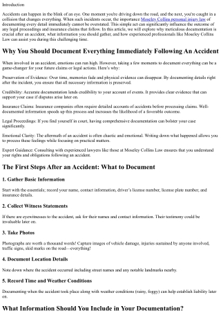 “Why You Should Document Everything Immediately Following An Accident”
