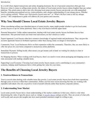 Why You Should Choose Local Estate Jewelry Buyers
