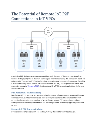 The Potential of Remote IoT P2P Connections in IoT VPCs