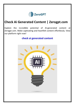 Check Ai Generated Content | Zerogpt.com