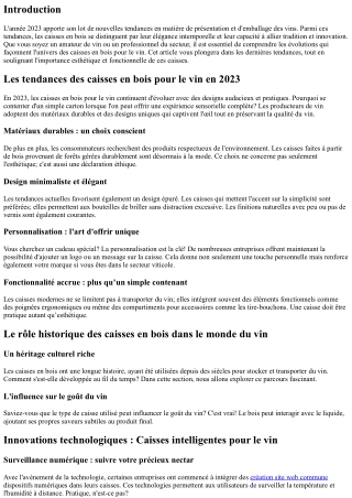 Les tendances des caisses en bois pour le vin en 2023