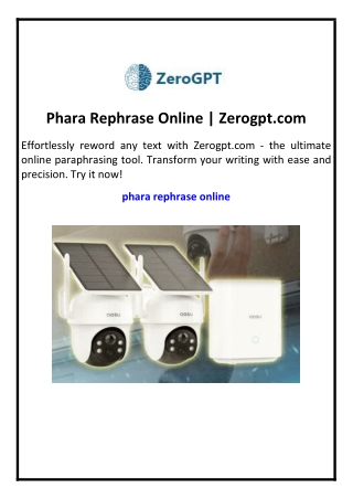 Phara Rephrase Online | Zerogpt.com