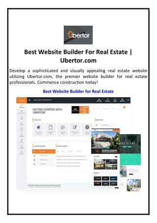 Best Website Builder For Real Estate | Ubertor.com
