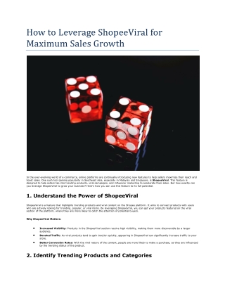 How to Leverage ShopeeViral for Maximum Sales Growth