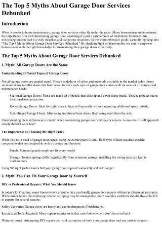 The Top 5 Myths About Garage Door Services Debunked