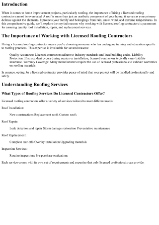 The Importance of Working with Licensed Roofing Contractors