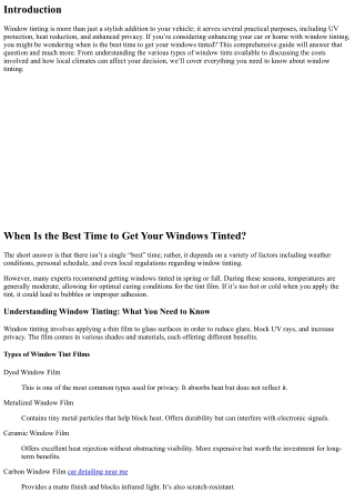 When Is the Best Time to Get Your Windows Tinted?