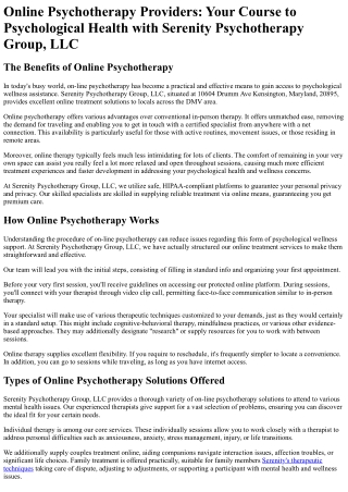 Serenity Psychotherapy Group