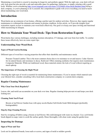 How to Maintain Your Wood Deck: Tips from Restoration Experts