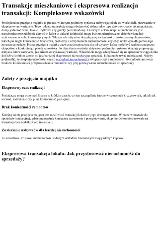 Skup nieruchomości i szybka sprzedaż nieruchomości