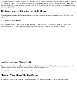 Navigating Your Next Move: Top Tips from Orange County Movers for a Stress-Free