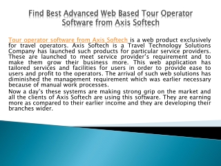 Find Best Advanced Web Based Tour Operator Software