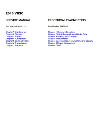 2013 Harley Davidson V-Rod, Night Rod Service Repair Manual Instant Download