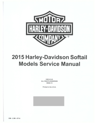 2015 Harley Davidson Softail Service Repair Manual Instant Download