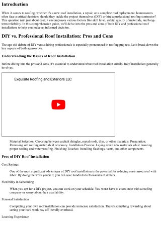 DIY vs. Professional Roof Installation: Pros and Cons