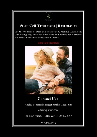 Stem Cell Treatment | Rmrm.com