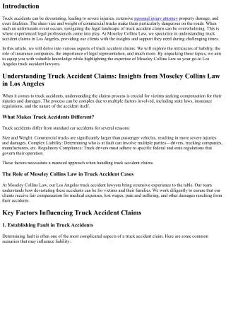 Understanding Truck Accident Claims: Insights from Moseley Collins Law in Los An