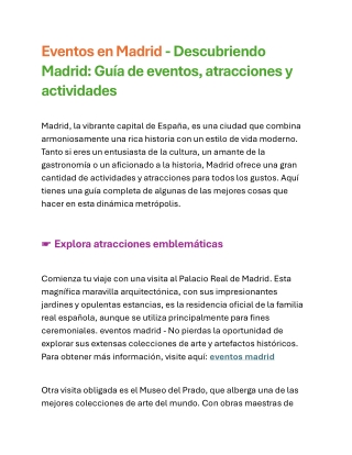 Eventos en Madrid - Descubriendo Madrid: Guía de eventos, atracciones y activida