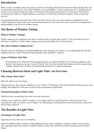 “Choosing Between Dark and Light Tints: What You Need to Know”