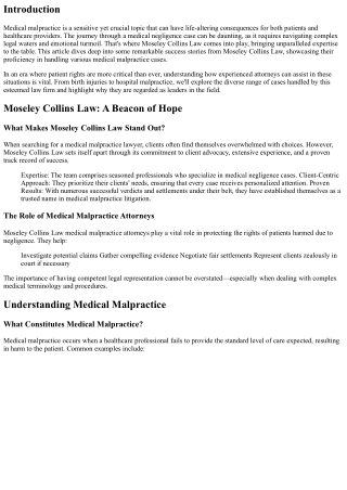 Moseley Collins Law’s Success Stories in Medical Malpractice Cases