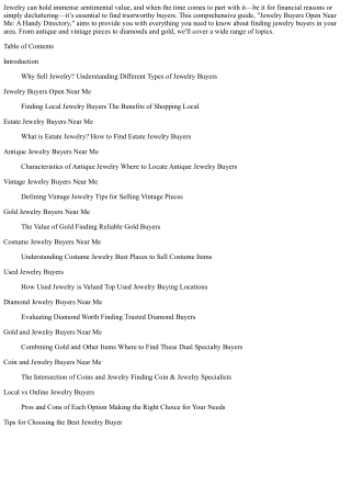 Jewelry Buyers Open Near Me: A Handy Directory