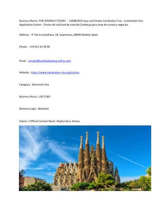 FOR SPANISH CITIZENS -   CAMBODIA Easy and Simple Cambodian Visa - Cambodian Vi