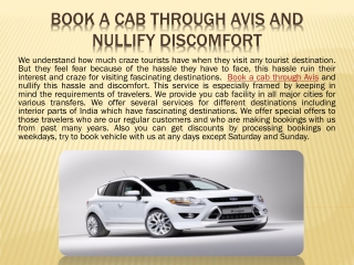 Book a Cab through Avis and Nullify Discomfort