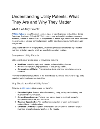 Understanding Utility Patents- What They Are and Why They Matter