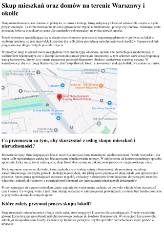 Skup nieruchomości w Warszawie i okolicach