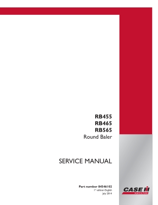 CASE IH RB455 RB465 RB565 Round Baler Service Repair Manual Instant Download (Part Number 84546102)