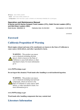 Caterpillar CAT 262D SKID STEER LOADER (LST00001-UP) Operation and Maintenance Manual Instant Download