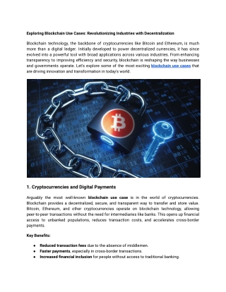 Exploring Blockchain Use Cases_ Revolutionizing Industries with Decentralization