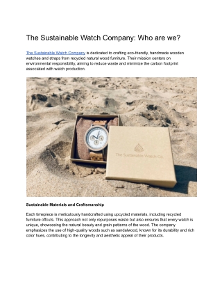 The Sustainable Watch Company_ Who are we?