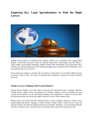 Exploring Key Legal Specializations to Find the Right Lawyer