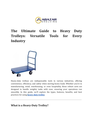 The Ultimate Guide to Heavy Duty Trolleys_ Versatile Tools for Every Industry