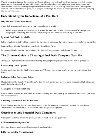 The Ultimate Guide to Choosing a Pool Deck Company Near Me