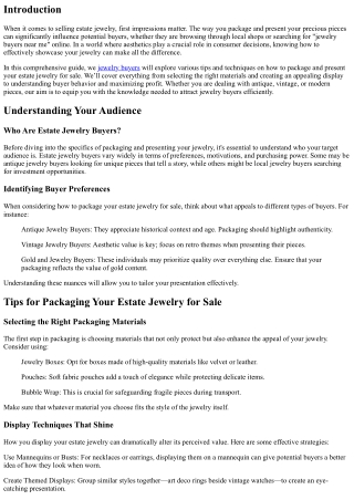 Tips for Packaging and Presenting Your Estate Jewelry for Sale