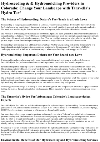 Taravellas Hydro Turf
