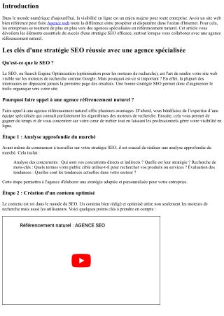 Les clés d'une stratégie SEO réussie avec une agence spécialisée