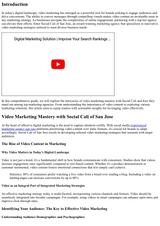 Video Marketing Mastery with Social Cali of San Jose