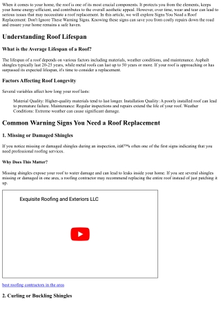 Signs You Need a Roof Replacement: Don't Ignore These Warning Signs