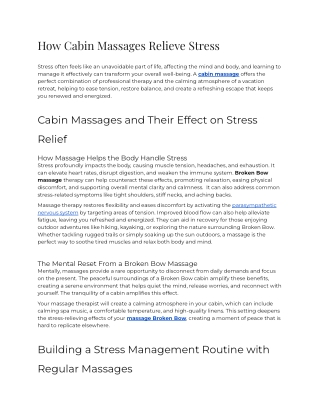 How Cabin Massages Relieve Stress