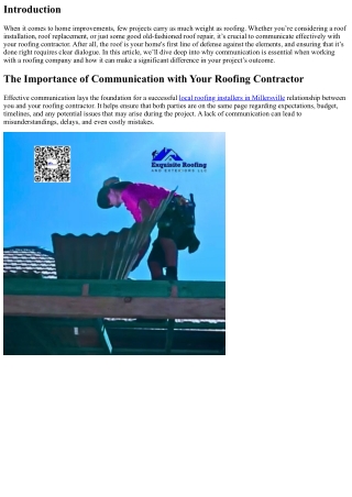 “The Importance of Communication with Your Roofing Contractor”