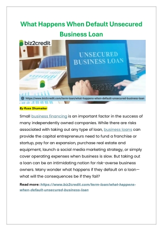 How to Manage Default Risks for Unsecured Business Loans