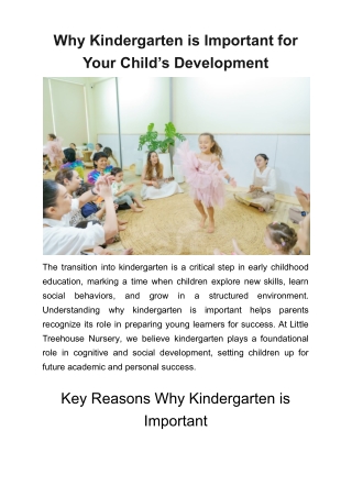 Why Kindergarten is Important for Your Child’s Development