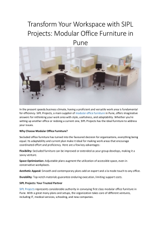 Keyword: Modular office furniture  siplprojects provides Modular office furnitur