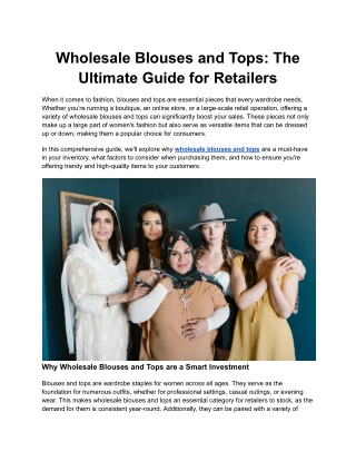 Wholesale Blouses and Tops_ The Ultimate Guide for Retailers