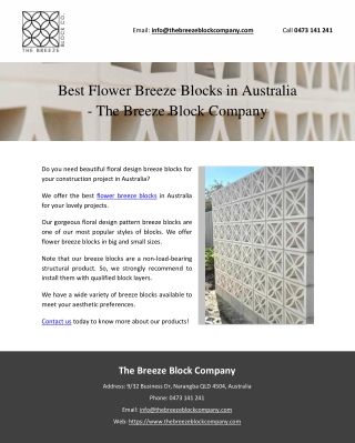 Best Flower Breeze Blocks in Australia - The Breeze Block Company